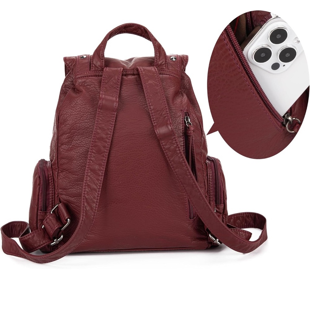 Montana West Red Backpack with Studded Details - Picture 7 of 7